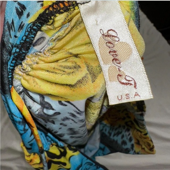 Y2K floral animal print ruched mini dress size Large - Picture 2 of 5